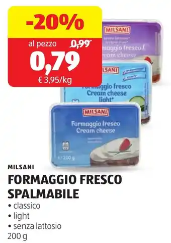 Milsani formaggio fresco spalmabile