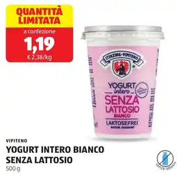 ALDI Vipiteno yogurt intero bianco senza lattosio offerta