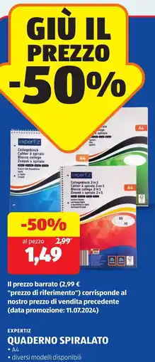 ALDI Expertiz quaderno spiralato offerta