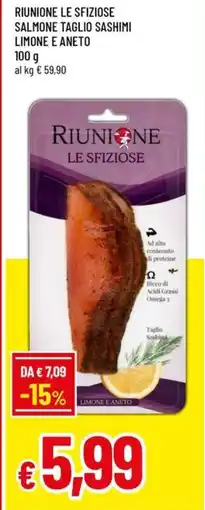 A&O Riunione le sfiziose salmone taglio sashimi limone e aneto offerta