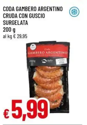 A&O Coda gambero argentino cruda con guscio surgelata offerta