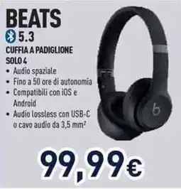 Unieuro Beats cuffia a padiglione solo 4 offerta