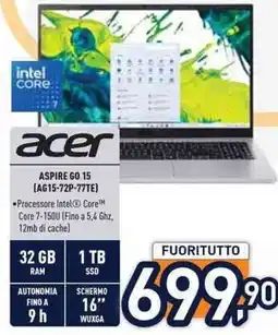 Unieuro acer ASPIRE GO 15 (AG15-72P-77TE) offerta