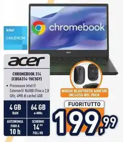 Unieuro acer CHROMEBOOK 314 (CBOA314-1HC5GY) offerta