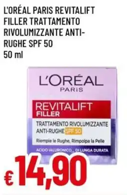 A&O L'oréal paris revitalift filler trattamento rivolumizzante anti- rughe SPF 50 offerta