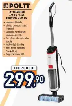 Unieuro POLTI LAVAPAVIMENTI ASPIRA E LAVA ROLLYSTEAM WD 10C offerta