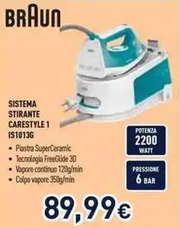 Unieuro BRAUN SISTEMA STIRANTE CARESTYLE 1 IS1013G offerta