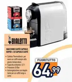 Unieuro Bialetti macchine caffè capsule super+32 capsule caffé offerta