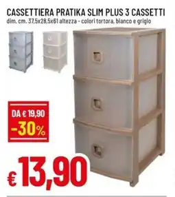 A&O Cassettiera pratika slim plus 3 cassetti offerta