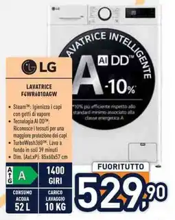 Unieuro LG LAVATRICE F4WR6010AGW offerta