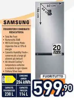 Unieuro SAMSUNG FRIGORIFERO COMBINATO RB34C675DSA offerta