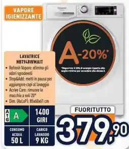 Unieuro Hotpoint LAVATRICE NBT948WMAIT offerta