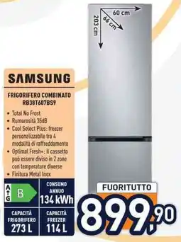 Unieuro SAMSUNG FRIGORIFERO COMBINATO RB38T607B59 offerta