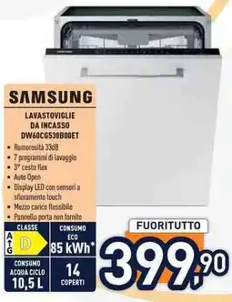 Unieuro SAMSUNG LAVASTOVIGLIE DA INCASSO DW60CG530B00ET offerta