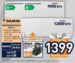 Unieuro DAIKIN CONDIZIONATORE DUALSPLIT DUAL9+12 offerta
