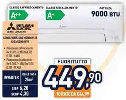 Unieuro MITSUBISHI ELECTRIC CONDIZIONATORE MONOSPLIT KIT MSZHR25VF offerta