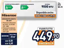 Unieuro Hisense CONDIZIONATORE MONOSPLIT UNI-AIR 9 offerta