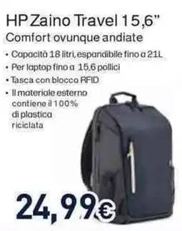 Unieuro HP Zaino Travel 15,6" Comfort ovunque andiate offerta