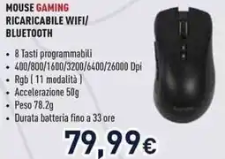 Unieuro Ioplee mouse gaming ricaricabile wifi/ bluetooth offerta