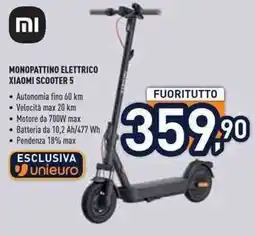 Unieuro MONOPATTINO ELETTRICO XIAOMI SCOOTER 5 offerta