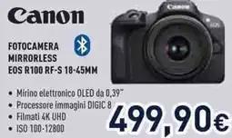 Unieuro Canon FOTOCAMERA MIRRORLESS EOS R100 RF-S 18-45MM offerta