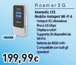 Unieuro Roamer 5 G Keenetic LTE Mobile Hotspot Wi-Fi 6 offerta