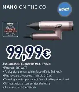 Unieuro Rowenta nano on the go Asciugacapelli pieghevole Mod. HY8530 offerta