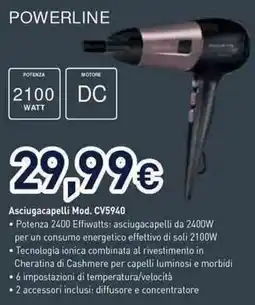 Unieuro Rowenta powerline Asciugacapelli Mod. CV5940 offerta