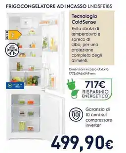 Unieuro Rowenta FRIGOCONGELATORE AD INCASSO LND5FE18S offerta