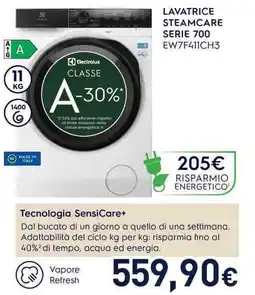 Unieuro Electrolux LAVATRICE STEAMCARE SERIE 700 EW7F411CH3 offerta