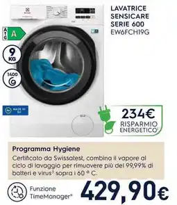 Unieuro Electrolux LAVATRICE SENSICARE SERIE 600 EW6FCH19G offerta