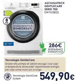 Unieuro Electrolux ASCIUGATRICE GENTLECARE SERIE 700 EW7H385S offerta