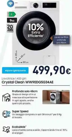 Unieuro SAMSUNG Crystal Clean WW90DG5G34AE offerta