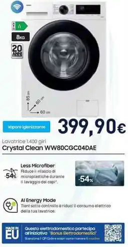 Unieuro SAMSUNG Crystal Clean WW80CGC04DAE offerta