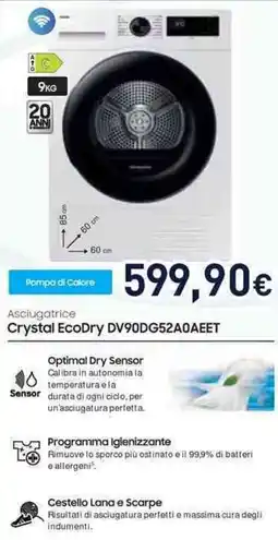Unieuro SAMSUNG Crystal EcoDry DV90DG52A0AEET offerta