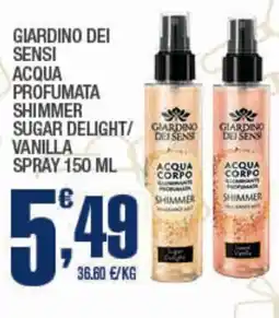 Splendidi e Splendenti Giardino dei sensi acqua profumata shimmer sugar delight/ giarding vanilla spray offerta