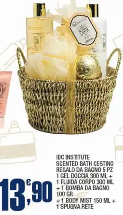 Splendidi e Splendenti Idc institute scented bath cestino regalo da bagno 5 pz 1 gel doccia 300 ml + 1 fluida corpo 300 ml +1 bomba da bagno offerta