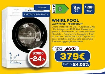 Euronics Ffb d95 bv it lavatrice caricamento frontale 9 kg 1200 giri/min b bianco offerta