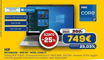 Euronics 250 g8 computer portatile 39,6 cm (15.6") full hd intel® core™ i7 di decima generazione 8 gb ddr4-sdram 512 gb ssd wi-fi 6 (8 offerta