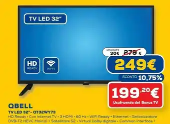 Euronics Qbell tv led 32 qt32wy73 offerta