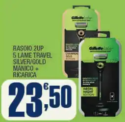 Splendidi e Splendenti Rasoio 2up 5 lame travel silver/gold manico + ricarica offerta