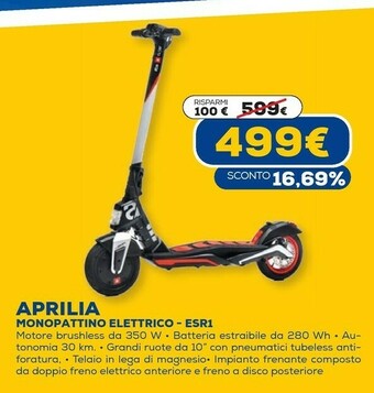 Euronics Aprilia monopattino elettrico esr1 offerta