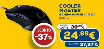 Euronics Cooler master gaming cm310 mouse mano destra usb tipo a ottico 10000 dpi offerta