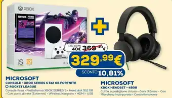 Euronics Console xbox series s 512 gb fortnite + rocket league offerta