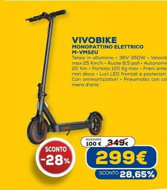 Euronics Vivobike monopattino elettrico m-vms2u offerta