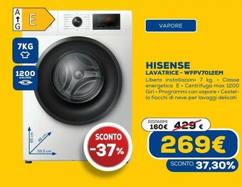 Euronics Wfpv7012em lavatrice caricamento frontale 7 kg 1200 giri/min e bianco offerta
