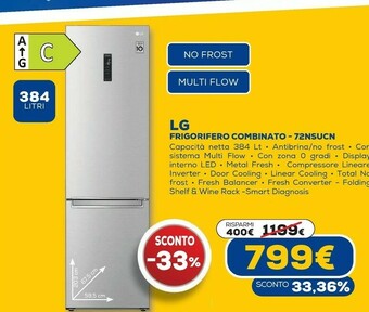 Euronics Frigorifero combinato 72nsucn offerta