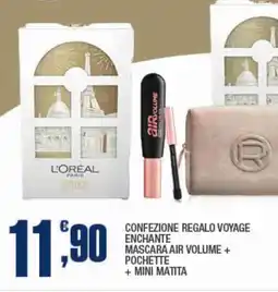 Splendidi e Splendenti L'oreal confezione regalo voyage enchante mascara air volume + pochette + mini matita offerta