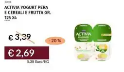 Prezzemolo e Vitale Activia yogurt pera e cereali e frutta offerta