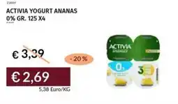 Prezzemolo e Vitale Activia yogurt ananas 0% offerta